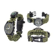 6 in 1 Multifunction Survival Bracelet Watch Camping Mens Sport Watch Emergency Military Watch with Compass Whistle